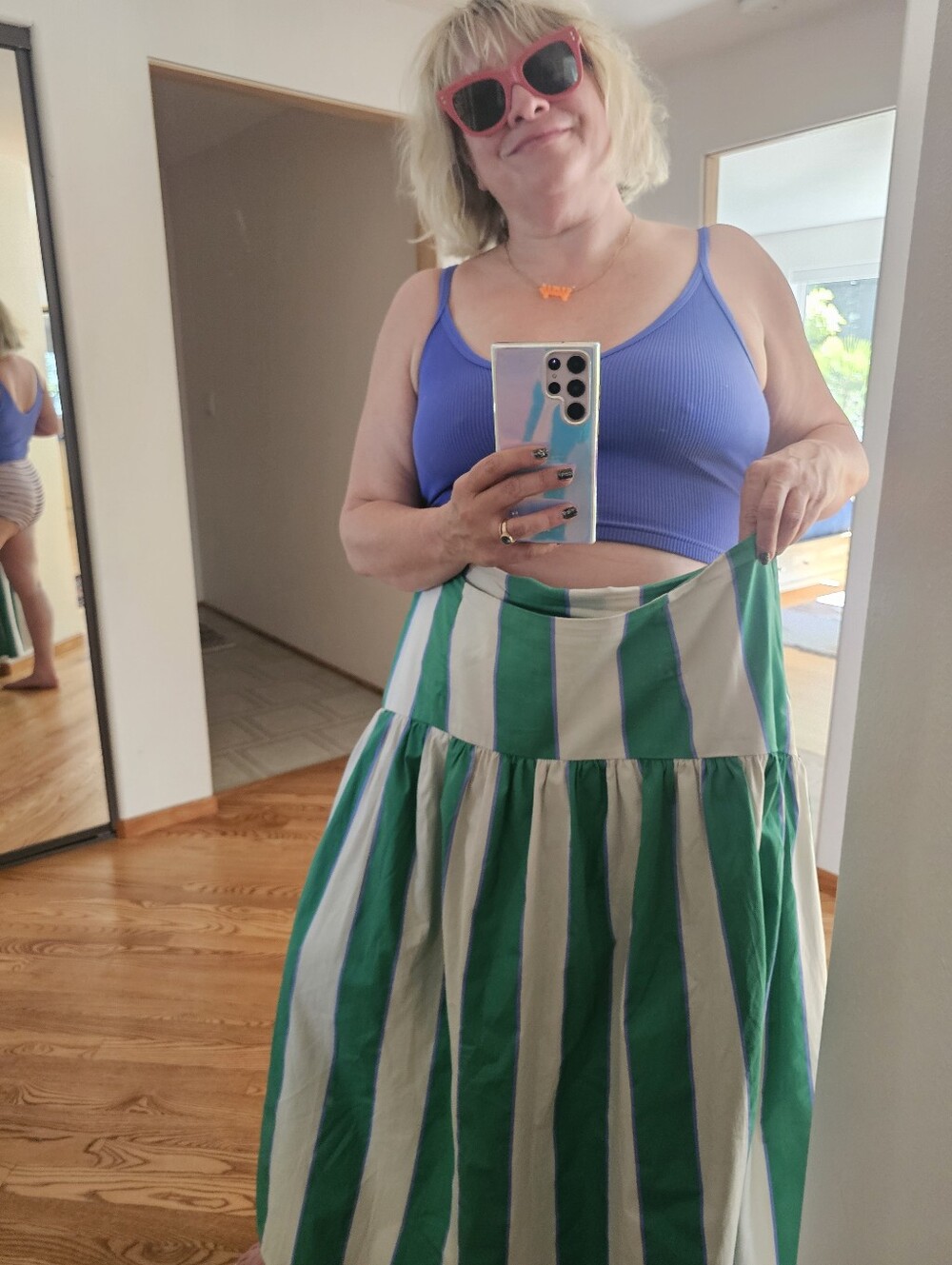 Asos Basque Waist Striped Midi Skirt - Picture 6 of 11